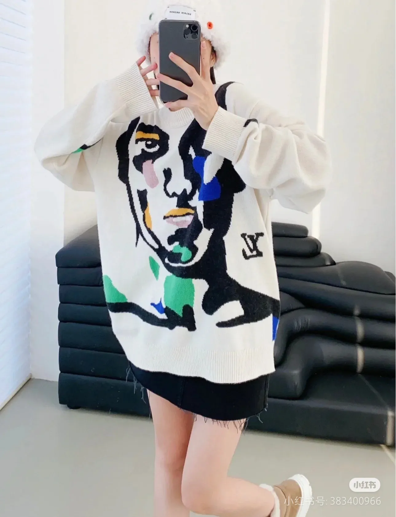 Louis Vuitton portrait jacquard wool knit sweater